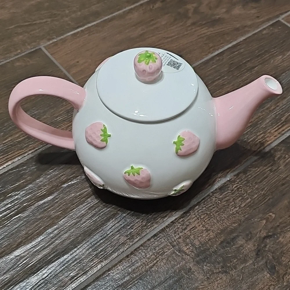 🍓 Strawberry Teapot with Lid